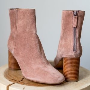 SANDRO Pink Suede Ankle Boots